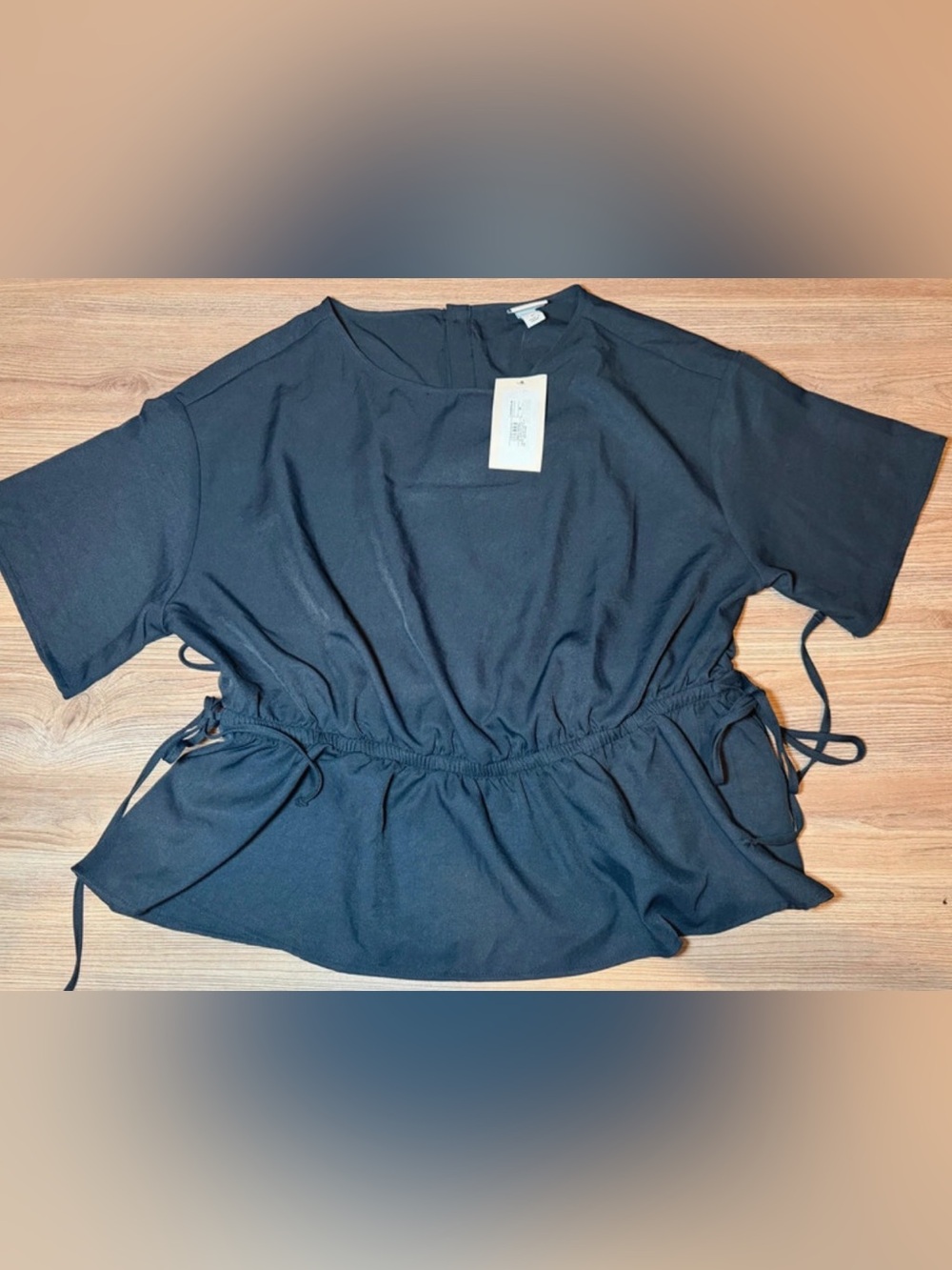 a new day Black Cinch-Waist Peplum Tunic